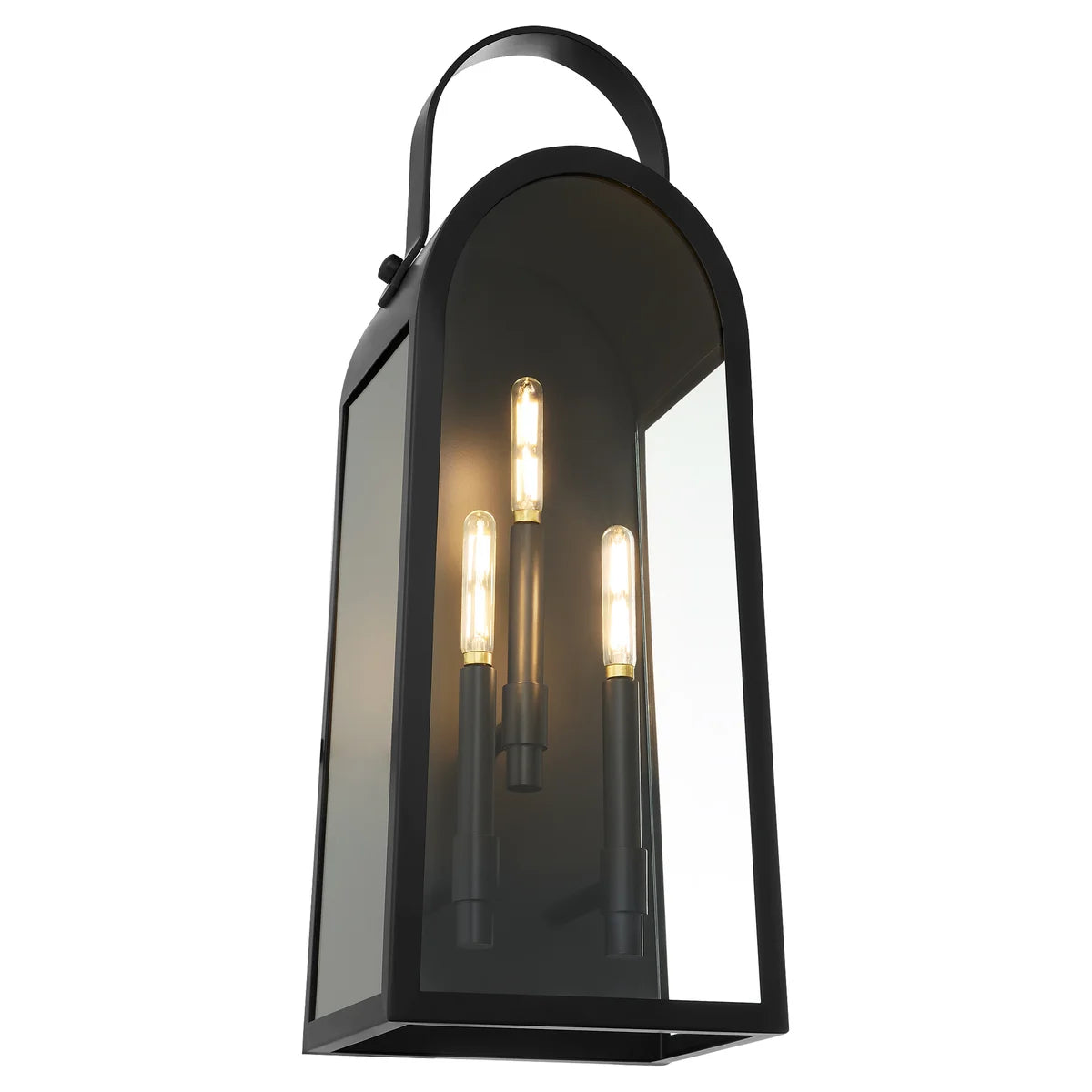 Quorum International ROSSI 72-25-59 Outdoor 25 Inch 3 Light Lantern Sconce with Clear Glass - Matte Black