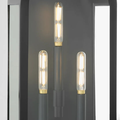 Quorum International ROSSI 72-25-59 Outdoor 25 Inch 3 Light Lantern Sconce with Clear Glass - Matte Black