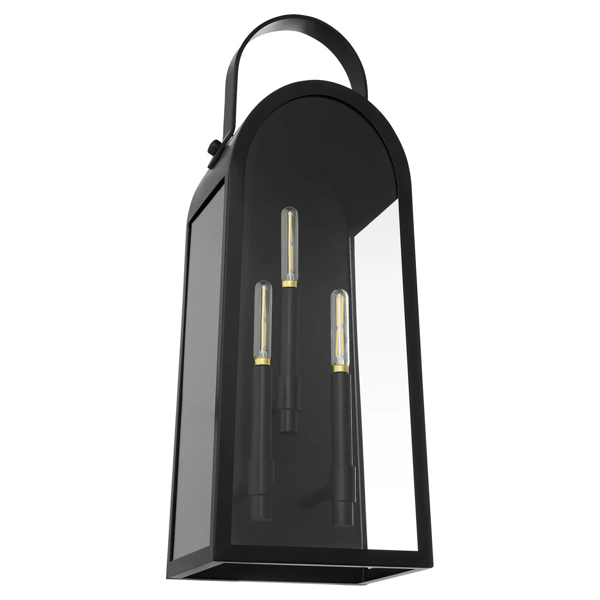 Quorum International ROSSI 72-25-59 Outdoor 25 Inch 3 Light Lantern Sconce with Clear Glass - Matte Black