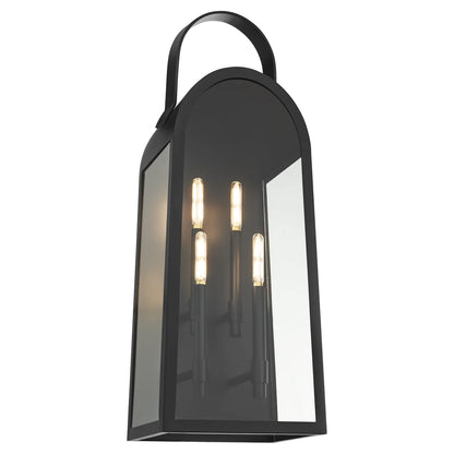 Quorum International ROSSI 72-30-59 Outdoor 30 Inch 4 Light Lantern Sconce with Clear Glass - Matte Black