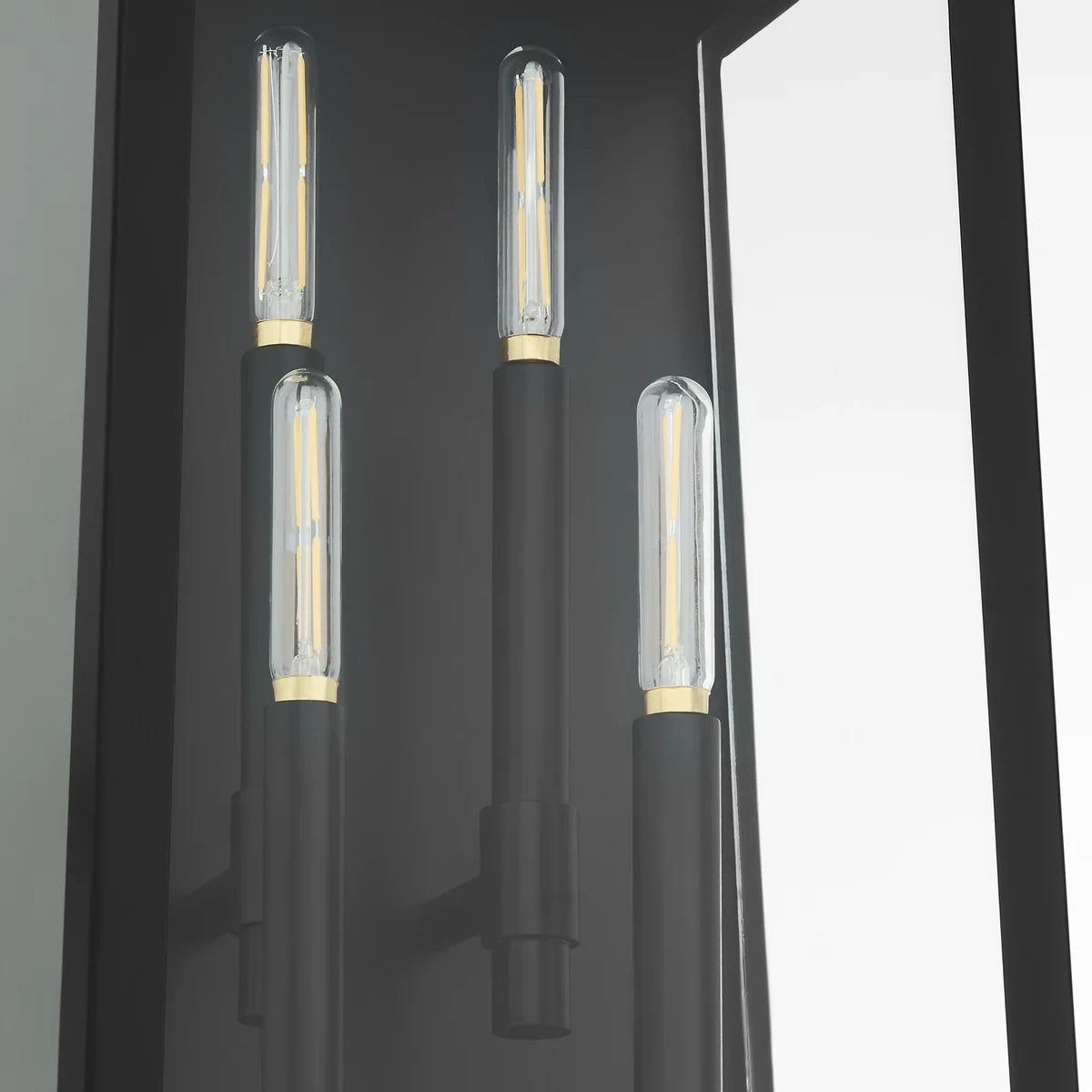 Quorum International ROSSI 72-30-59 Outdoor 30 Inch 4 Light Lantern Sconce with Clear Glass - Matte Black