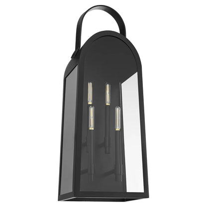 Quorum International ROSSI 72-30-59 Outdoor 30 Inch 4 Light Lantern Sconce with Clear Glass - Matte Black