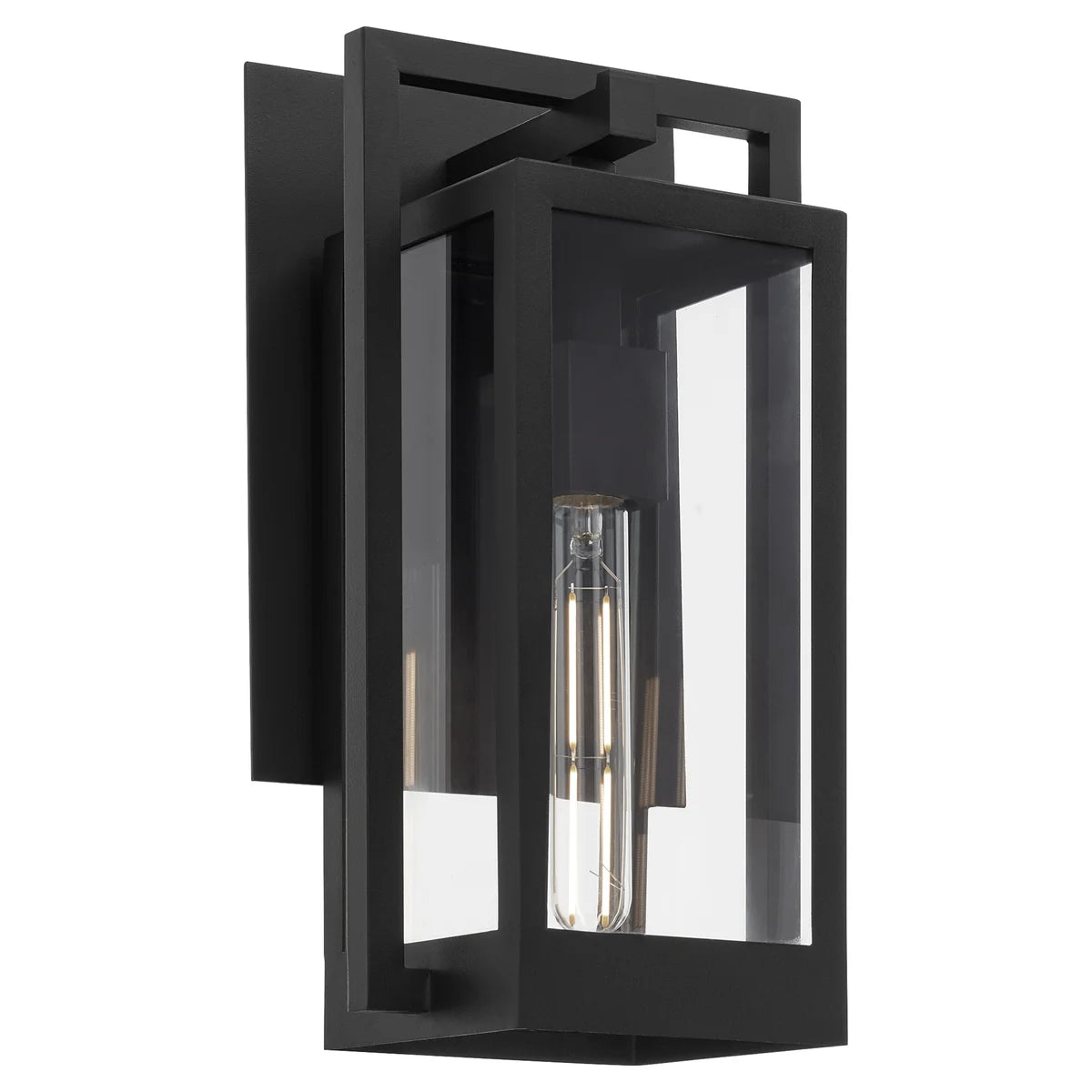 Quorum Marco 736-15-69 Wall Mount 15 Inch 1 Light Outdoor Lantern Clear Glass Transitional - Black