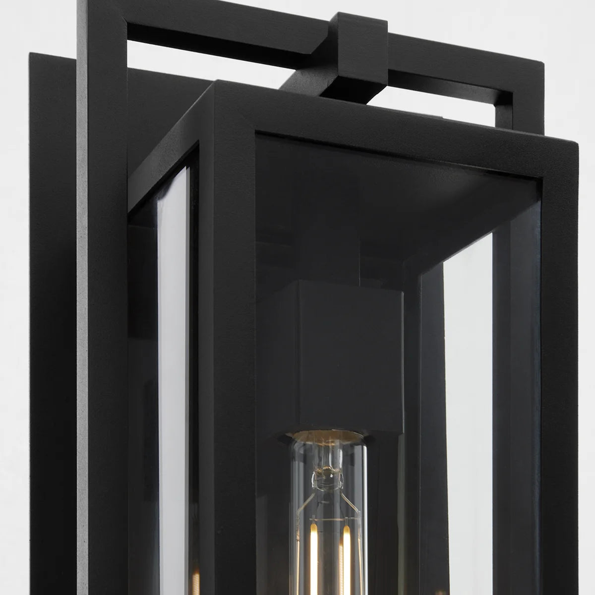 Quorum Marco 736-15-69 Wall Mount 15 Inch 1 Light Outdoor Lantern Clear Glass Transitional - Black