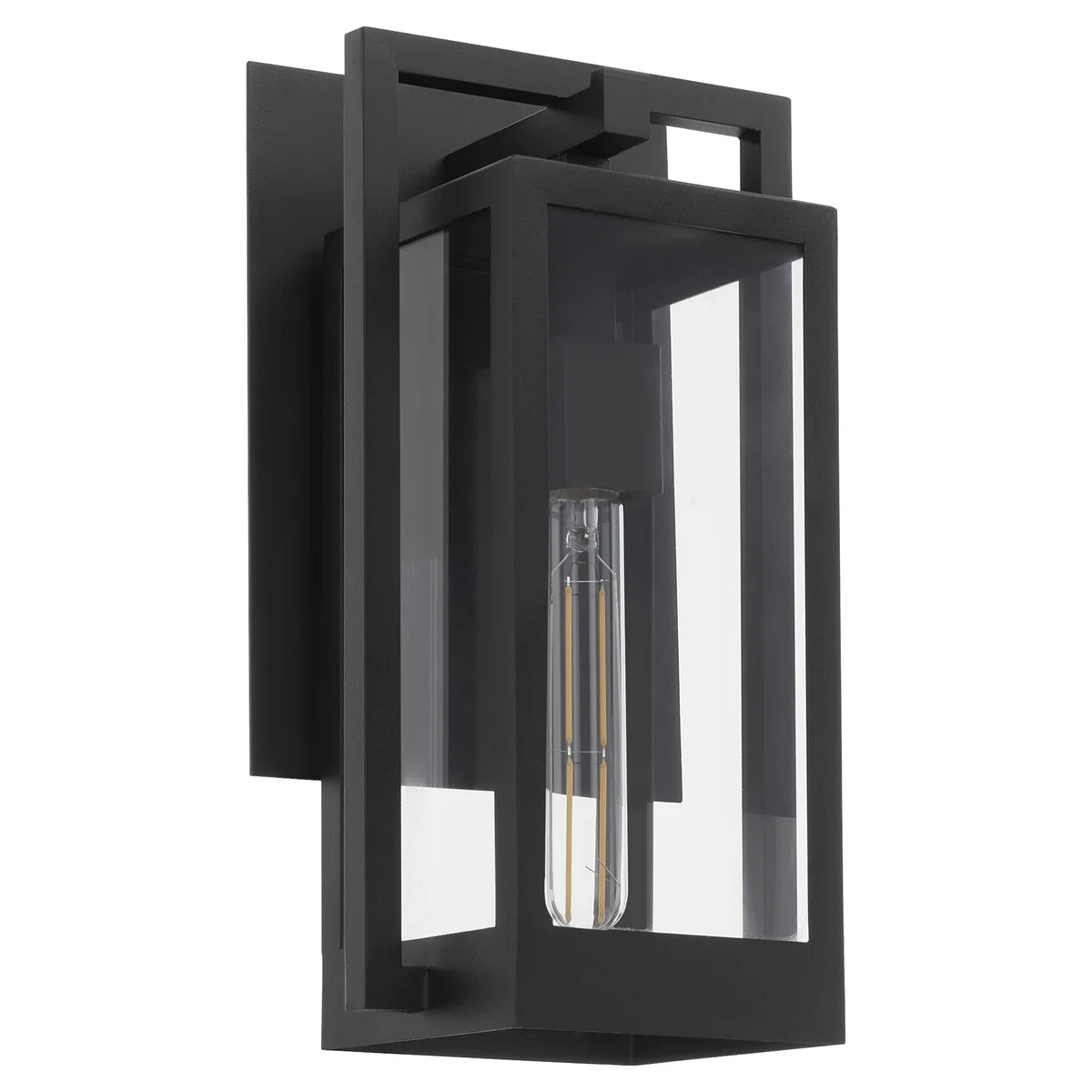 Quorum Marco 736-15-69 Wall Mount 15 Inch 1 Light Outdoor Lantern Clear Glass Transitional - Black
