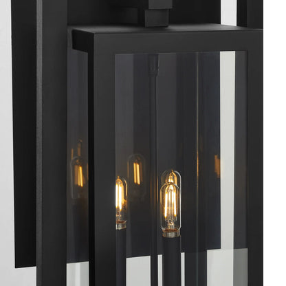 Quorum Marco 736-22-69 Wall Mount 22 Inch 3 Light Outdoor Lantern Clear Glass Transitional - Black