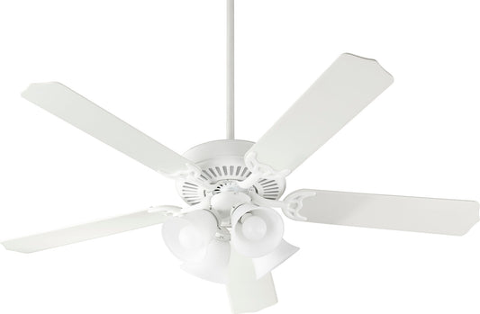 Quorum Capri Ix 7525-008 Ceiling Fan - Studio White W/ Satin Opal