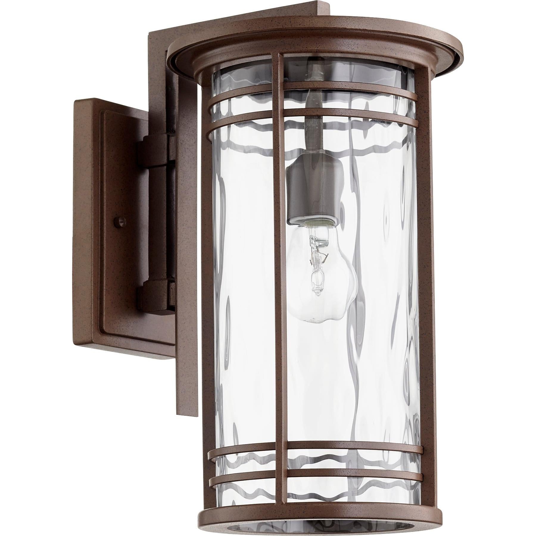 Quorum Larson 7916-9-186 Wall Mount - Oiled Bronze W/ Clear Hammered Glass