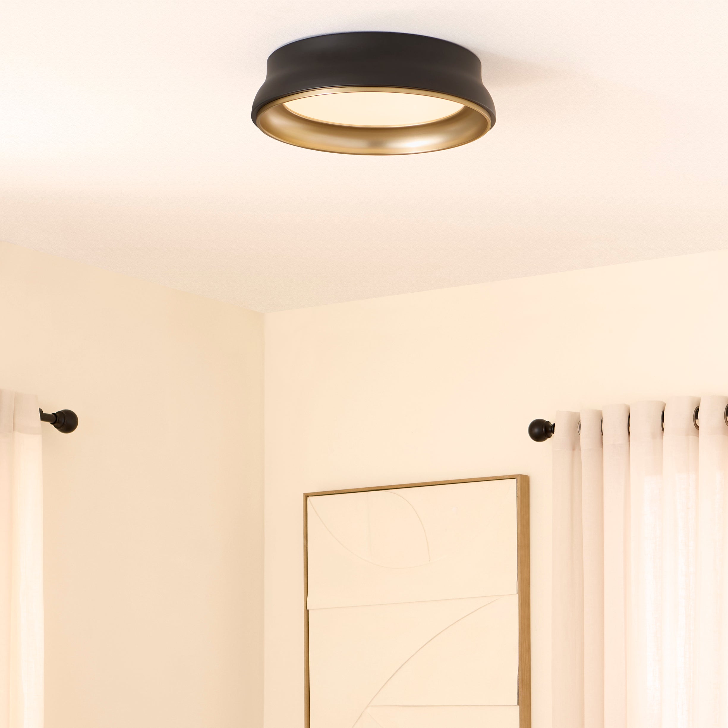 Quorum 8-2018-5947 Ceiling Mount, UL Damp Rated, Matte Black|Brushed Brass