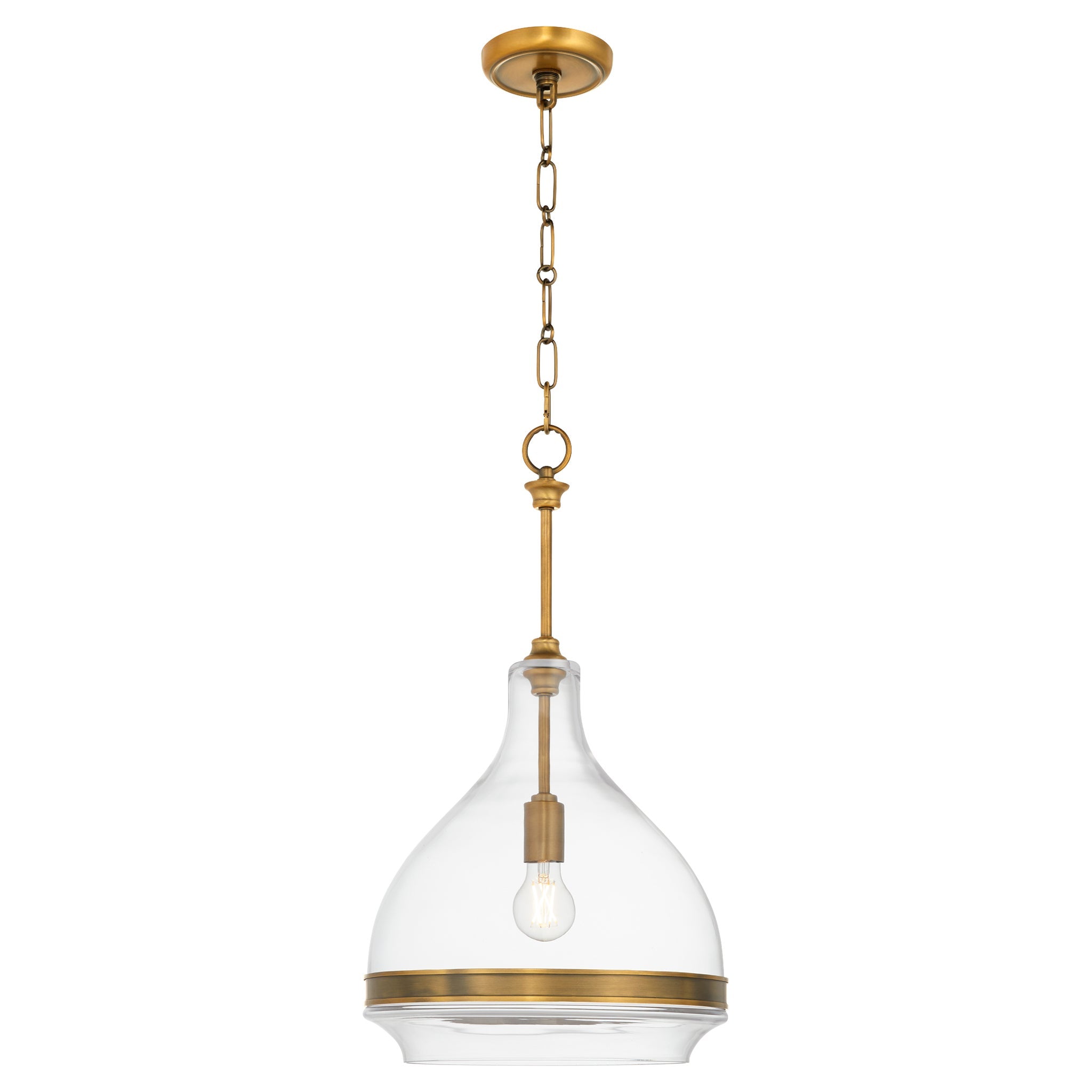 Quorum 8002-1-47 Pendant, UL Damp Rated, Brushed Brass