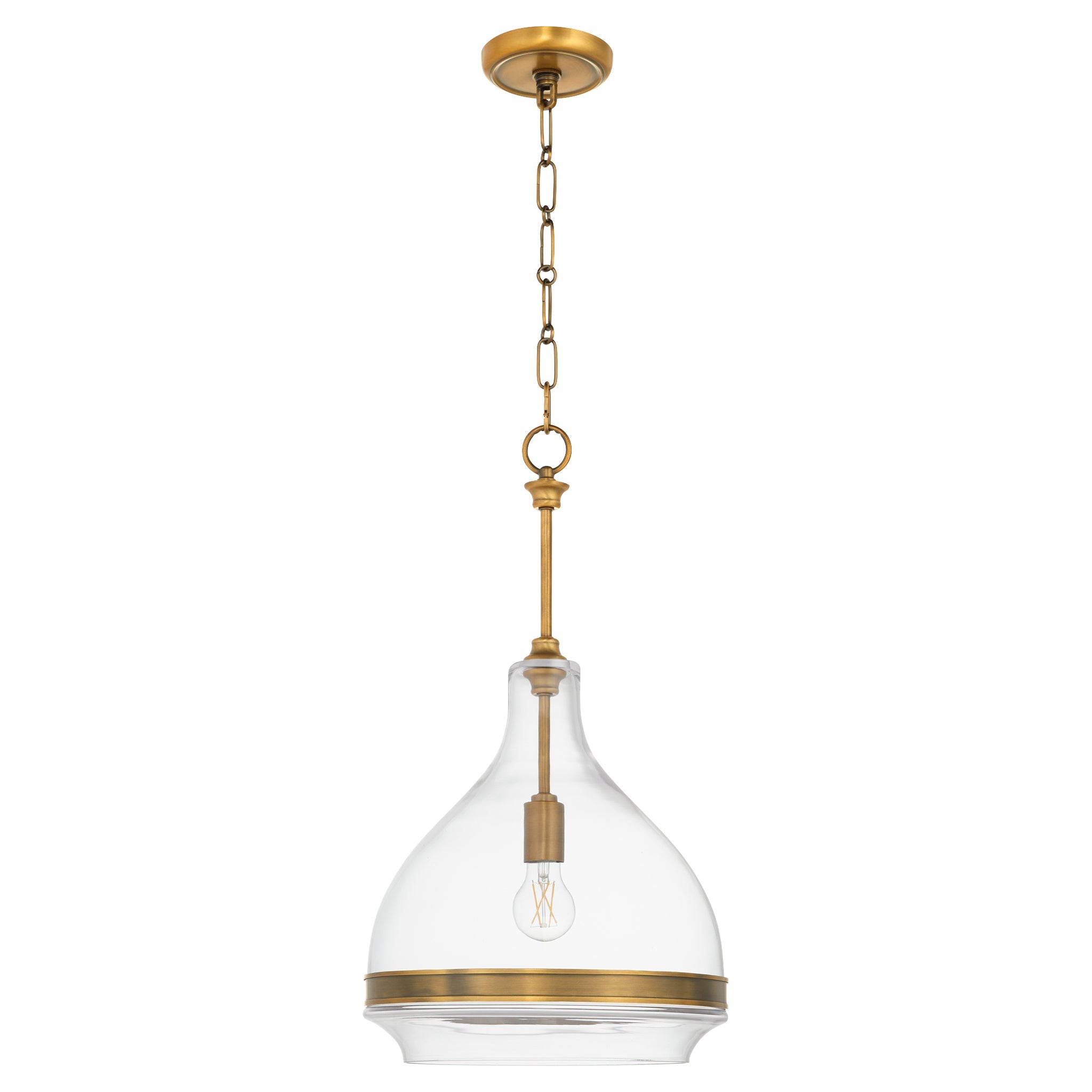 Quorum 8002-1-47 Pendant, UL Damp Rated, Brushed Brass