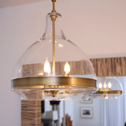Quorum 8002-3-47 Pendant, UL Damp Rated, Brushed Brass