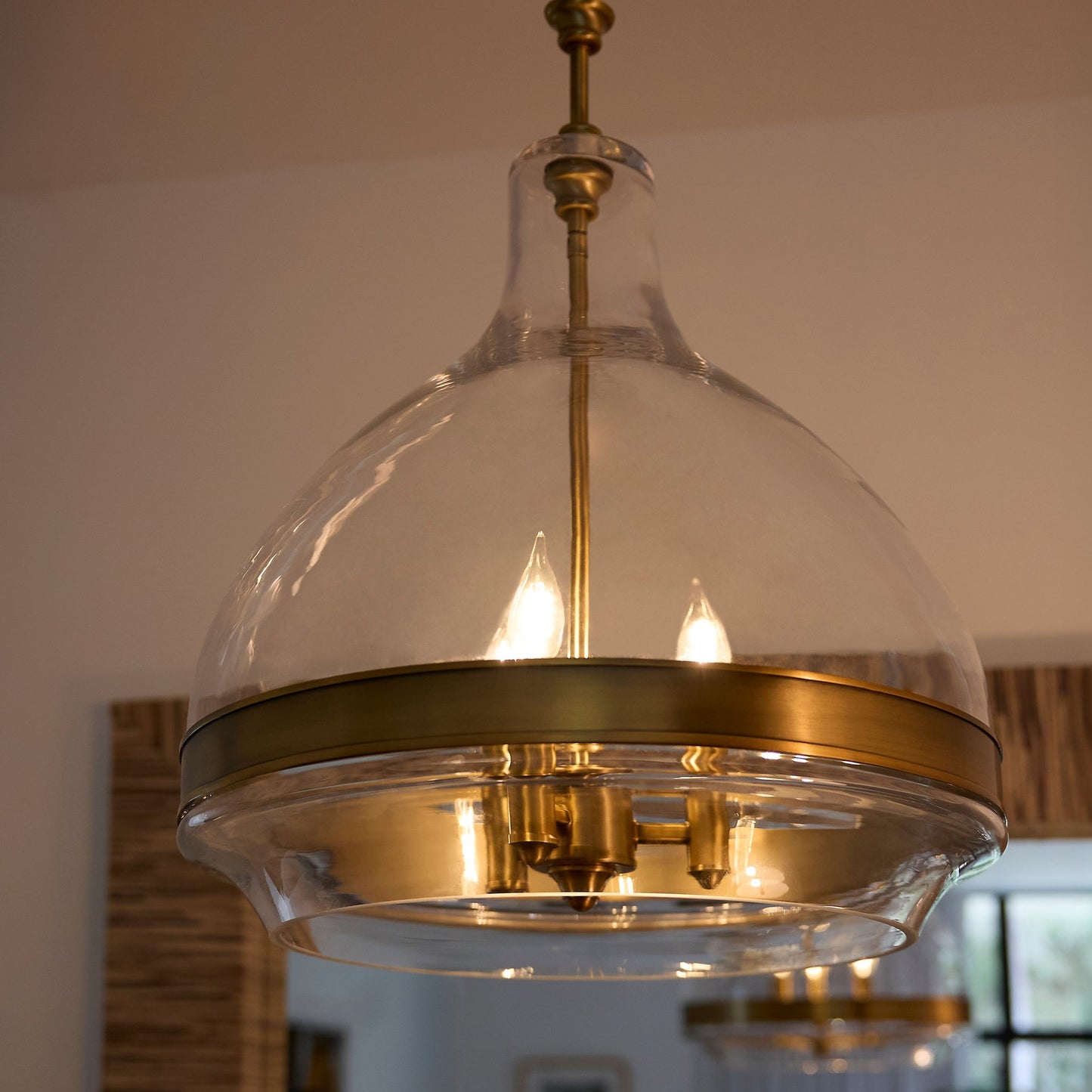 Quorum 8002-3-47 Pendant, UL Damp Rated, Brushed Brass