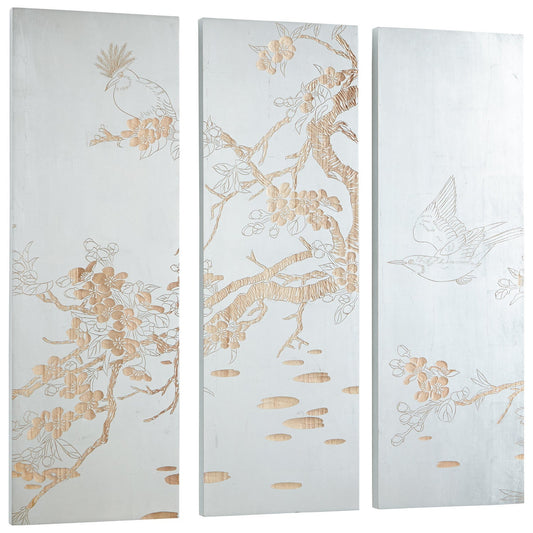 Cyan Design 07517 Osaka Wall Art - Silver Leaf And Natural Wood