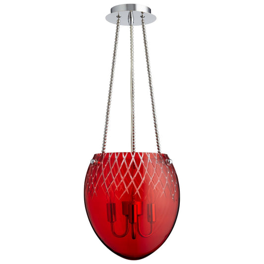 Cyan Design 07643 Etched Pendant 3-Light - Red