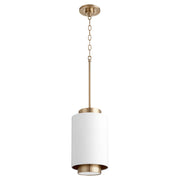 Quorum 8008-0880 Pendant - Studio White W/ Aged Brass