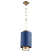 Quorum 8008-3280 Pendant - Aged Brass W/ Blue