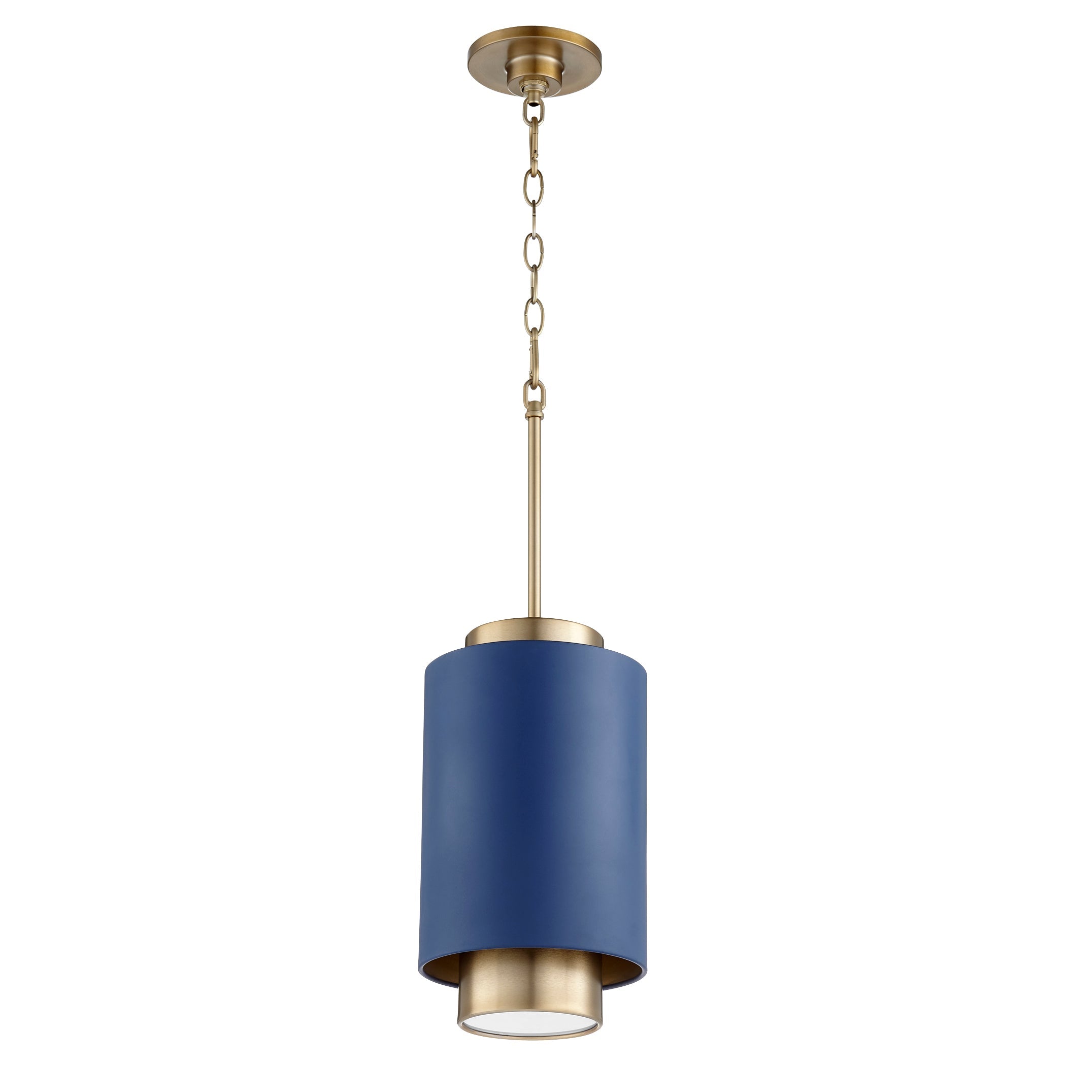 Quorum 8008-3280 Pendant - Aged Brass W/ Blue
