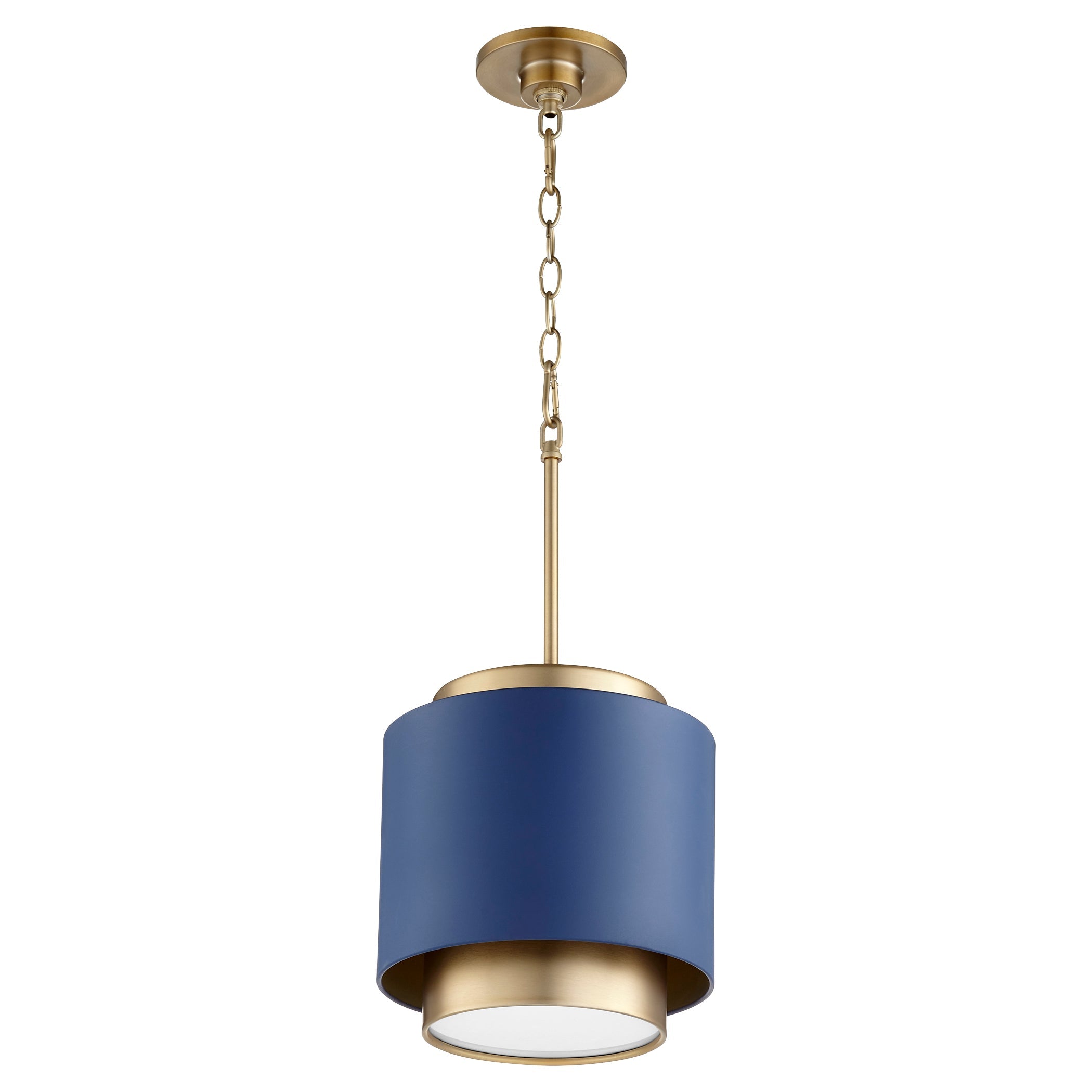Quorum 8010-3280 Pendant - Aged Brass W/ Blue