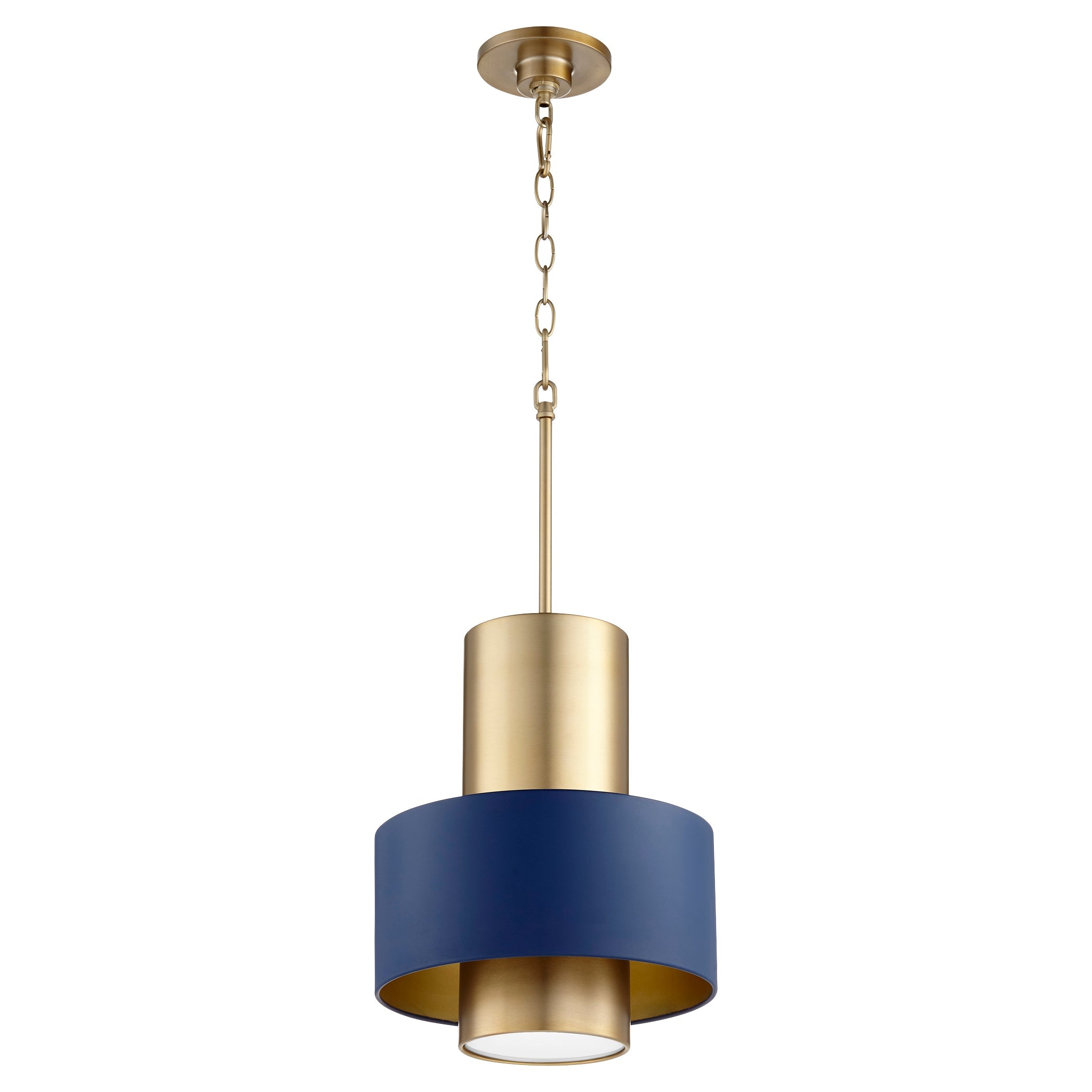 Quorum 8011-3280 Pendant - Aged Brass W/ Blue