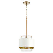 Quorum 8012-0880 Pendant - Aged Brass W/ Studio White