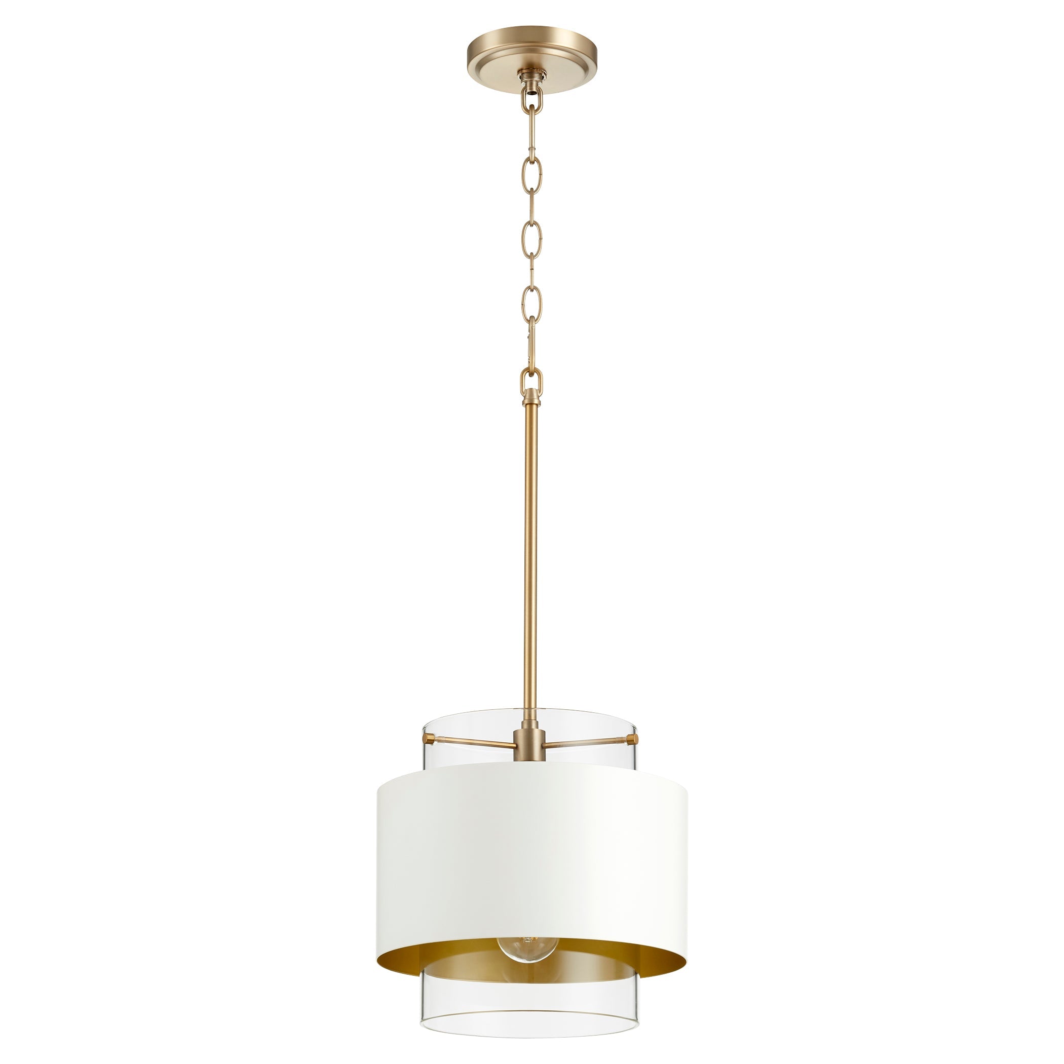 Quorum 8012-0880 Pendant - Aged Brass W/ Studio White