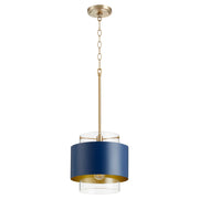 Quorum 8012-3280 Pendant - Aged Brass W/ Blue