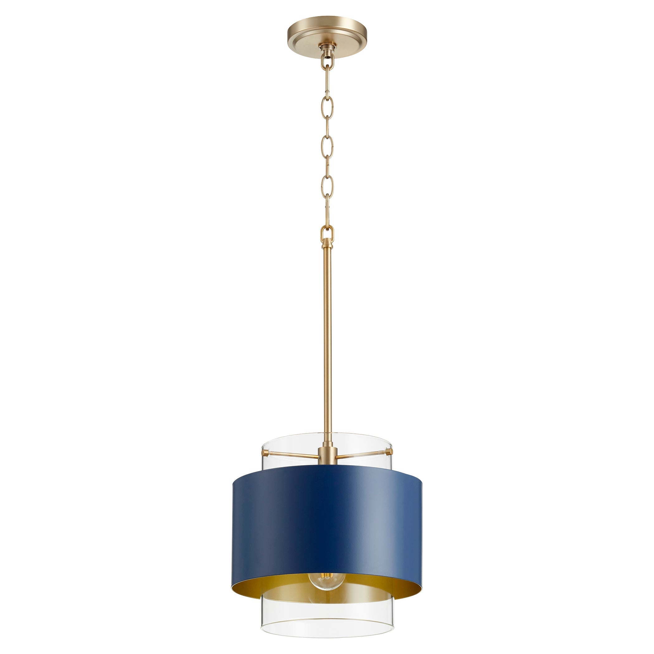 Quorum 8012-3280 Pendant - Aged Brass W/ Blue