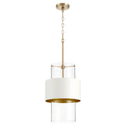 Quorum 8013-0880 Pendant - Aged Brass W/ Studio White