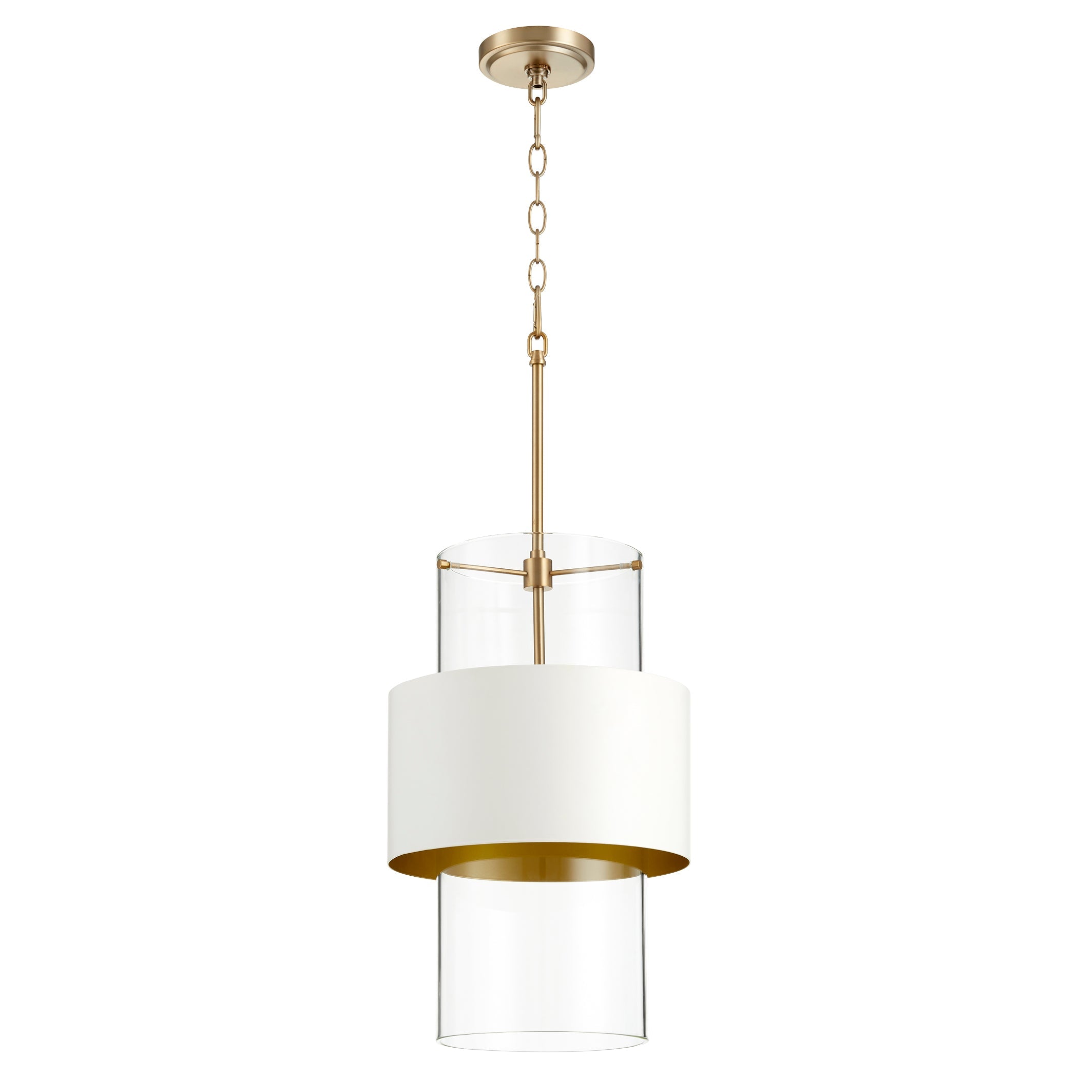 Quorum 8013-0880 Pendant - Aged Brass W/ Studio White