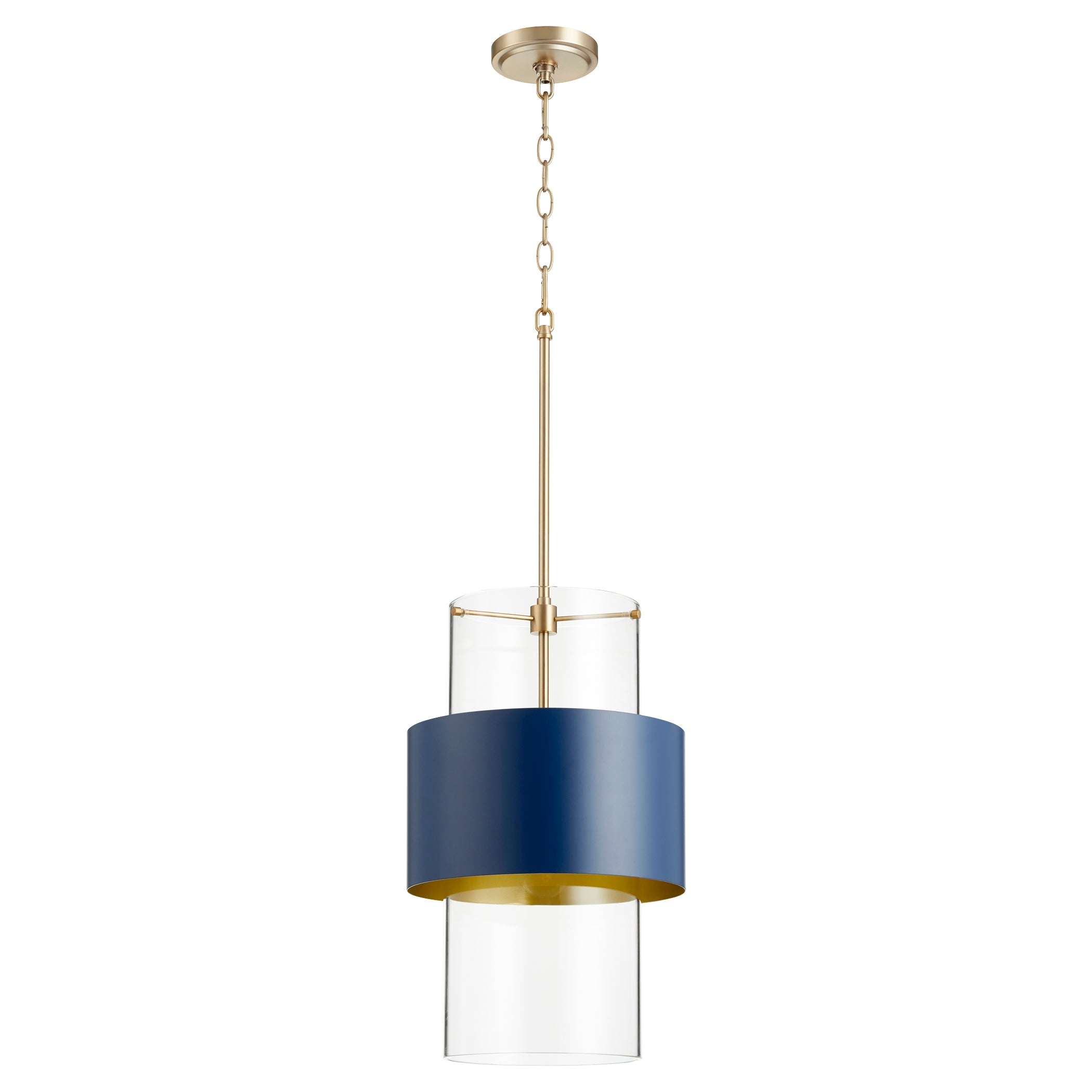 Quorum 8013-3280 Pendant - Aged Brass W/ Blue