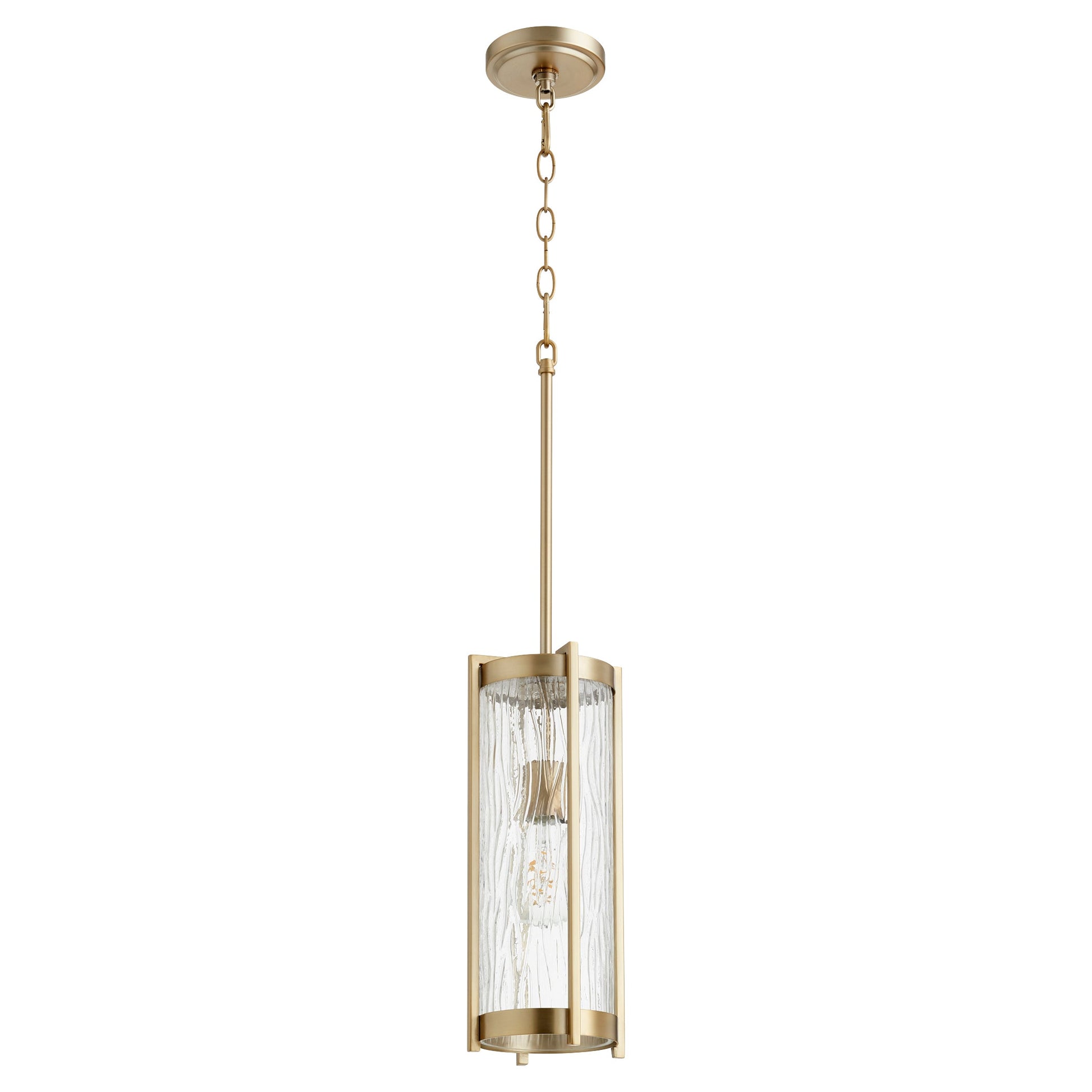 Quorum 809-80 Pendant - Aged Brass W/ Clear Chisseled Glass