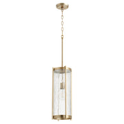 Quorum 810-80 Pendant - Aged Brass W/ Clear Chisseled Glass