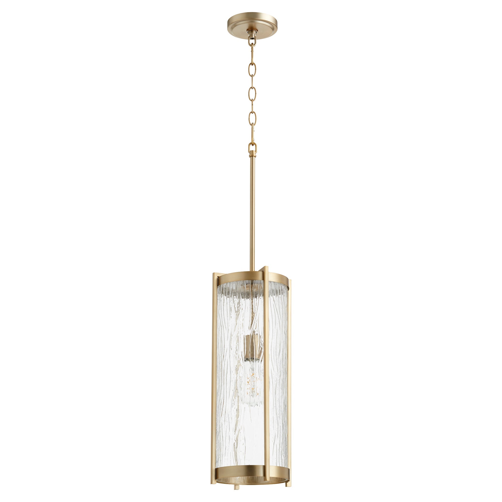 Quorum 810-80 Pendant - Aged Brass W/ Clear Chisseled Glass