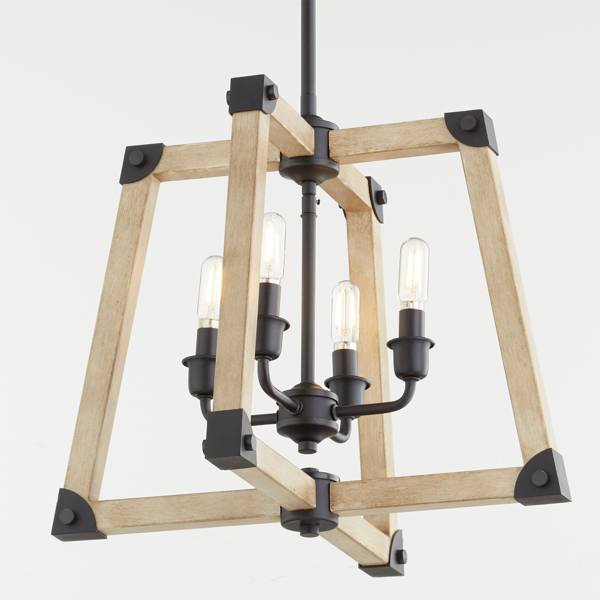 Quorum Alpine 8189-4-69 Pendant - Textured Black W/ Driftwood Finish