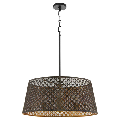 Quorum 8217-3-5980 Pendant, UL Damp Rated, Matte Black|Aged Brass