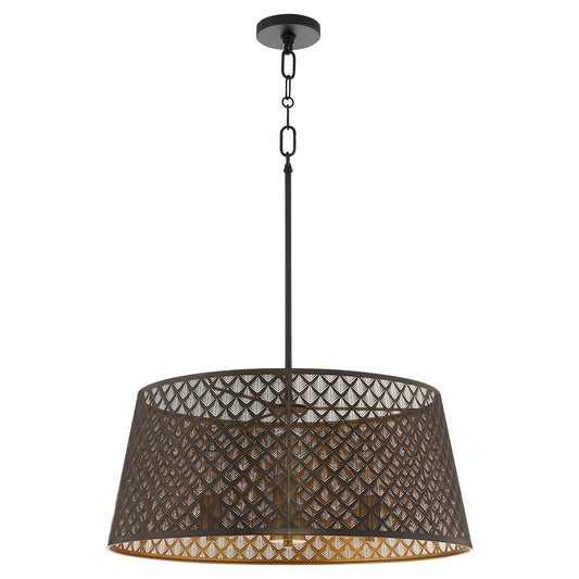 Quorum 8217-3-5980 Pendant, UL Damp Rated, Matte Black|Aged Brass