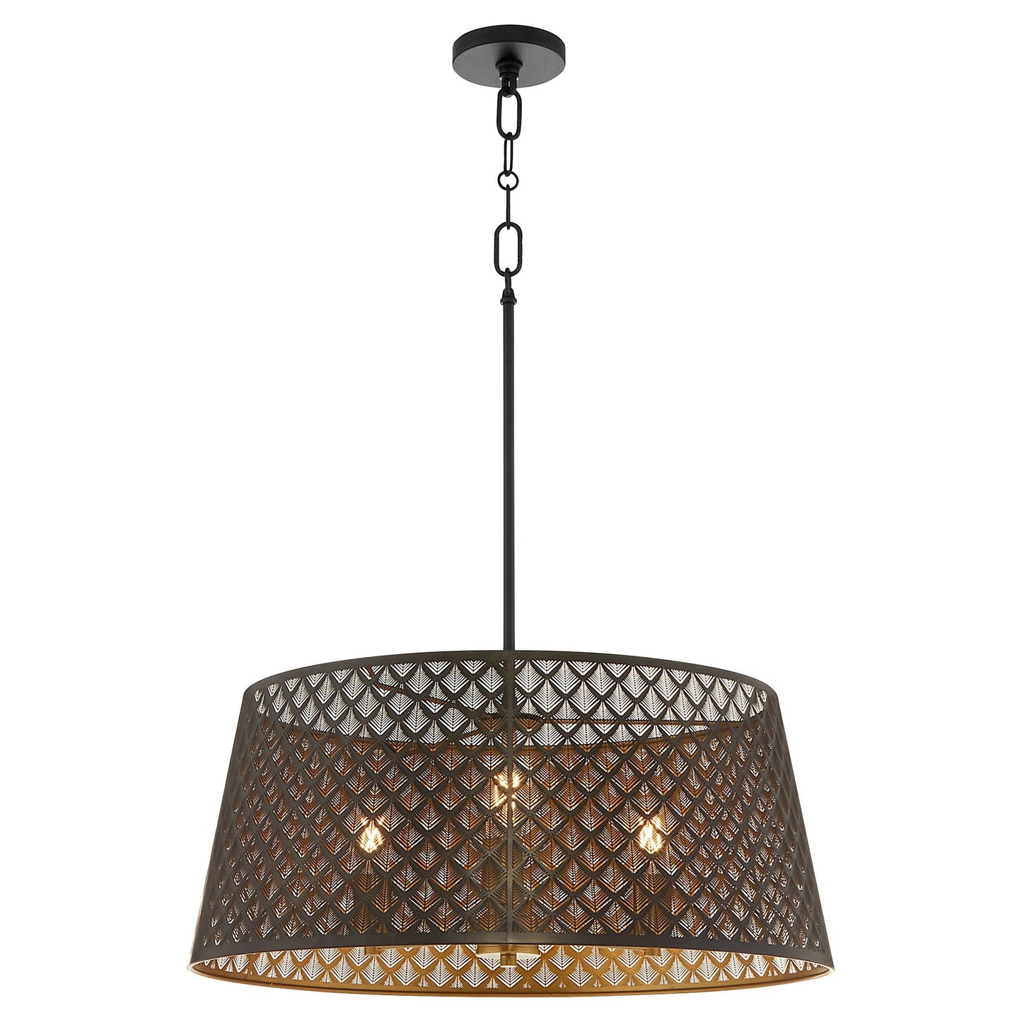 Quorum 8217-3-5980 Pendant, UL Damp Rated, Matte Black|Aged Brass