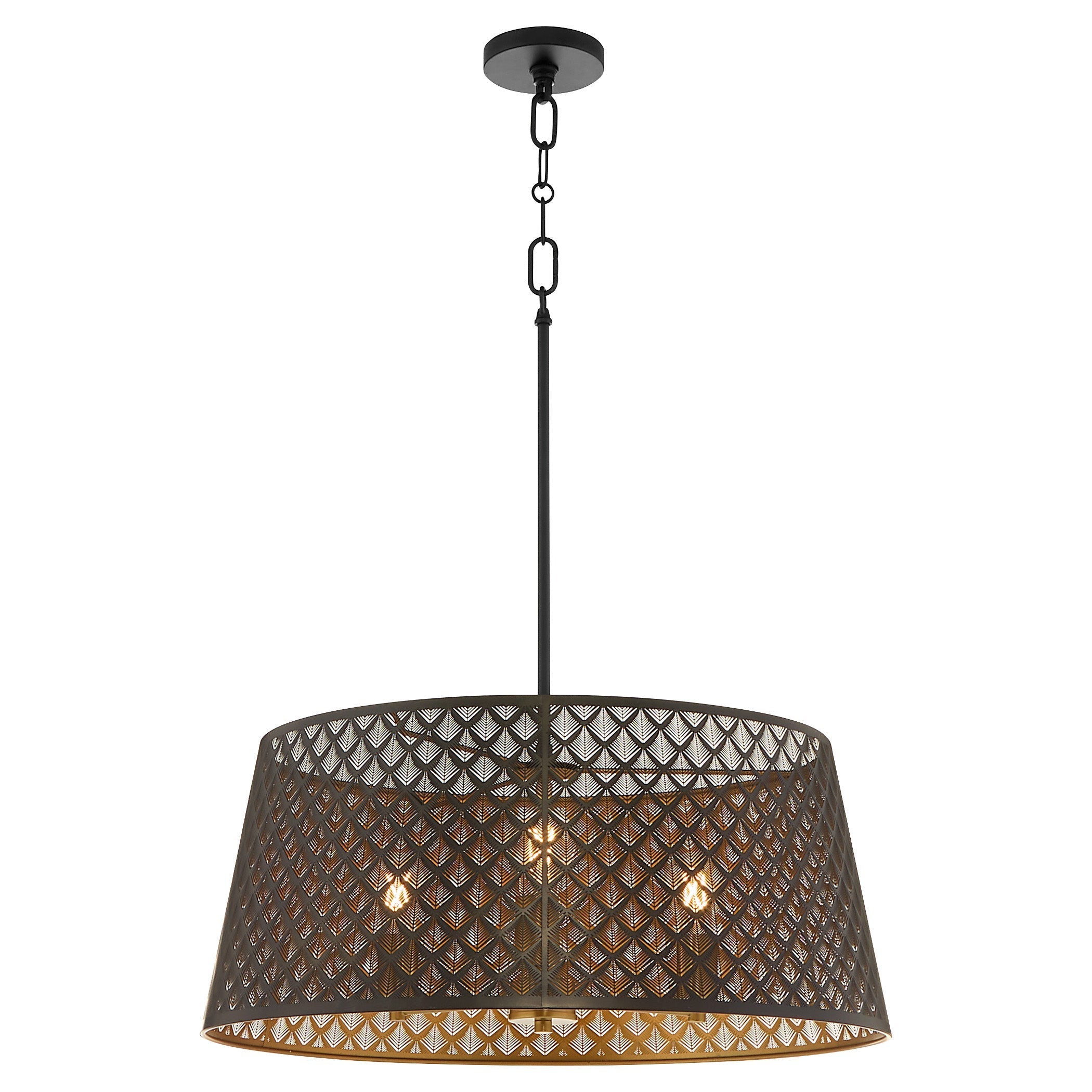 Quorum 8217-3-5980 Pendant, UL Damp Rated, Matte Black|Aged Brass