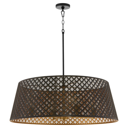 Quorum 8217-4-5980 Pendant, UL Damp Rated, Matte Black|Aged Brass