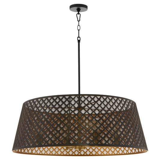 Quorum 8217-4-5980 Pendant, UL Damp Rated, Matte Black|Aged Brass
