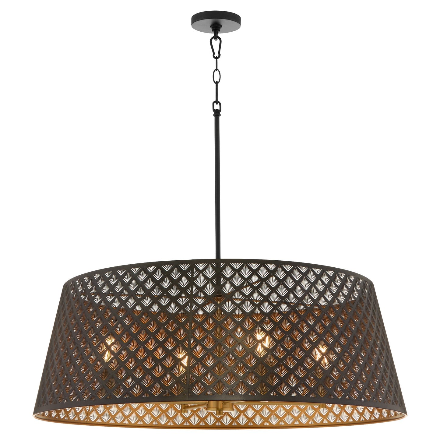 Quorum 8217-4-5980 Pendant, UL Damp Rated, Matte Black|Aged Brass