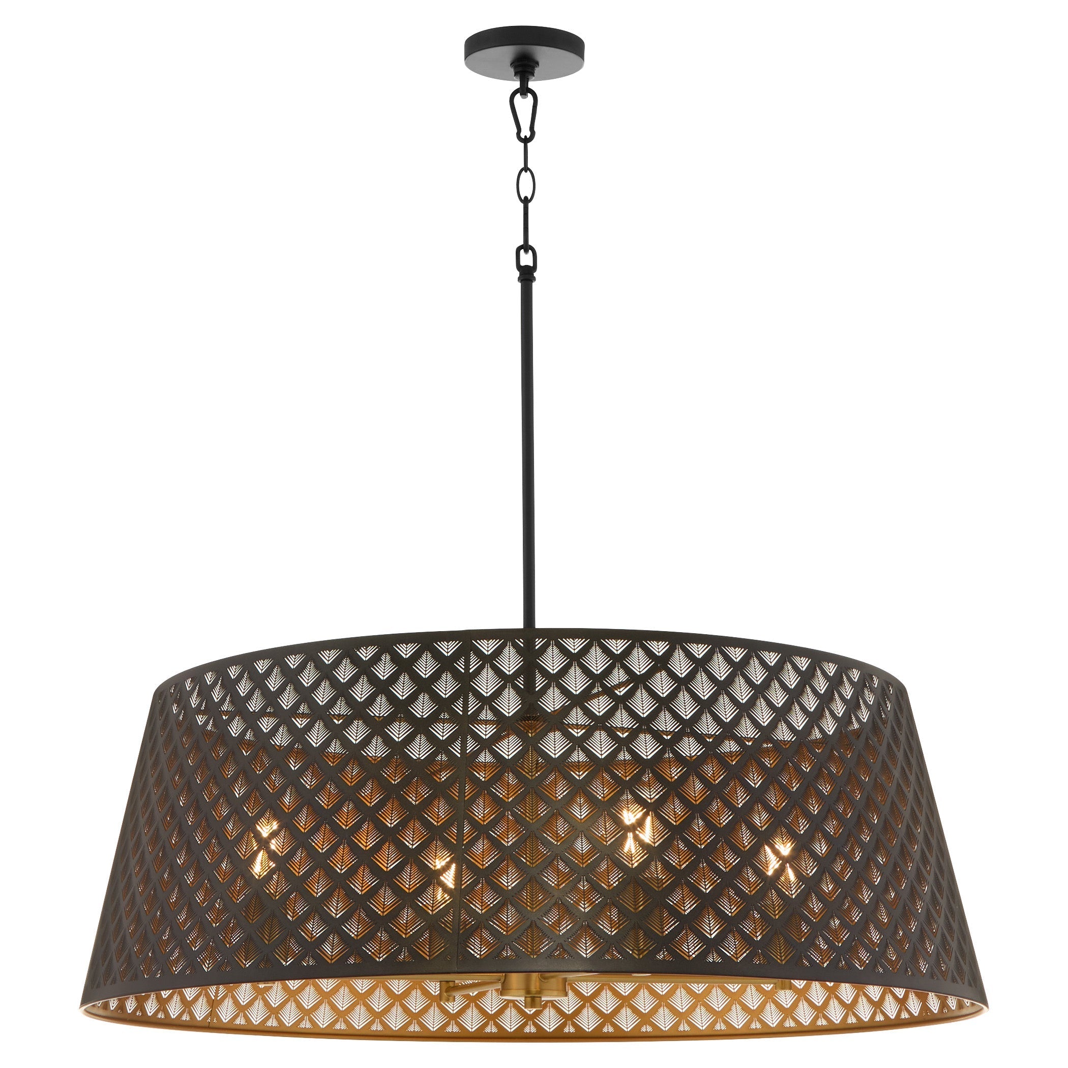Quorum 8217-4-5980 Pendant, UL Damp Rated, Matte Black|Aged Brass