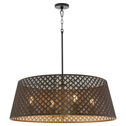 Quorum 8217-4-5980 Pendant, UL Damp Rated, Matte Black|Aged Brass