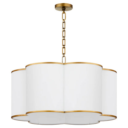 Quorum International BELINDER 8228-6-47 6 Light Fabric Pendant Transitional - Brushed Brass