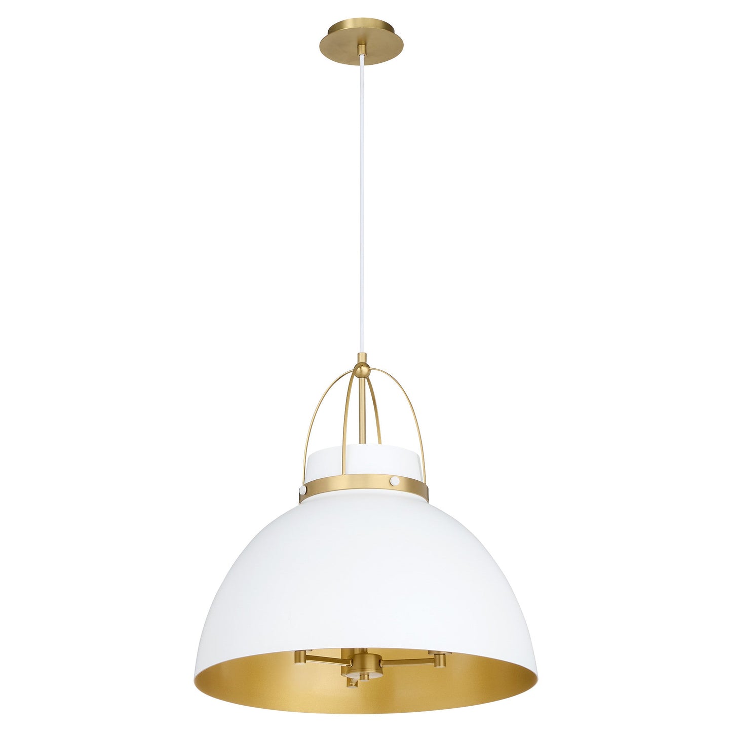 Quorum 823-3-0880 Pendant, UL Damp Rated, Studio White|Aged Brass