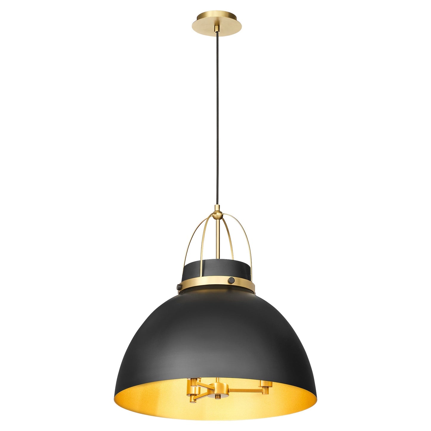 Quorum Pruitt 823-3-5980 Pendant, UL Damp Rated, Matte Black|Aged Brass
