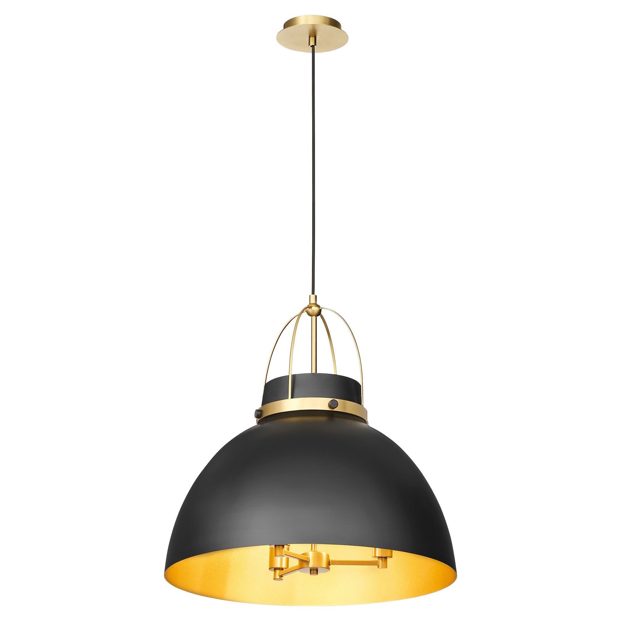 Quorum Pruitt 823-3-5980 Pendant, UL Damp Rated, Matte Black|Aged Brass