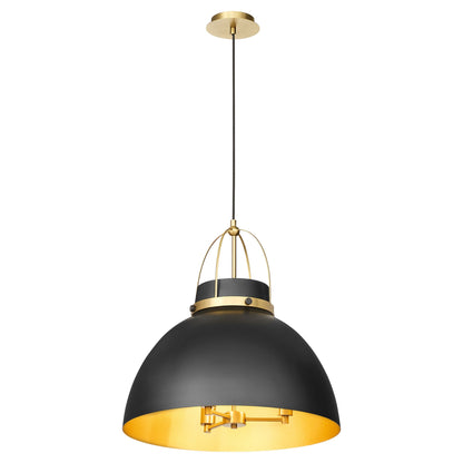 Quorum Pruitt 823-3-5980 Pendant, UL Damp Rated, Matte Black|Aged Brass