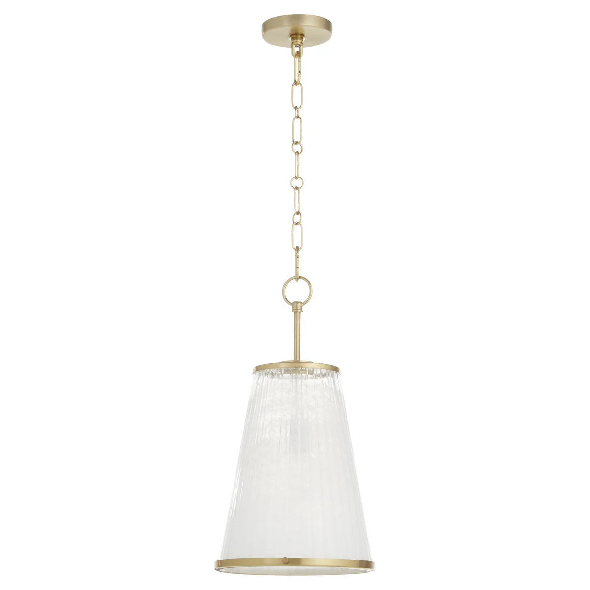 Quorum International PROVIDENCE 8238-11-80 Pendant 11 Inch Milky White Glass Shade Transitional - Aged Brass